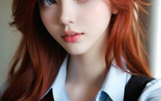 AI girl with red hair wallpaper
