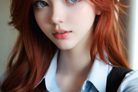 AI girl with red hair wallpaper
