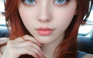 AI girl with red hair wallpaper