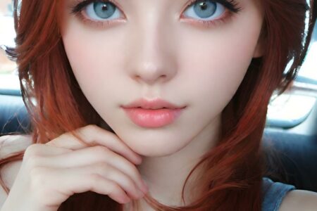 AI girl with red hair wallpaper