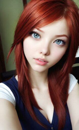 AI girl with red hair wallpaper