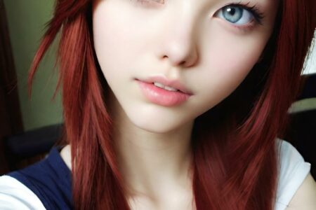 AI girl with red hair wallpaper