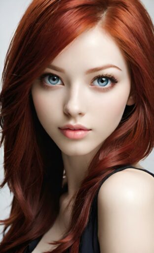 AI girl with red hair wallpaper