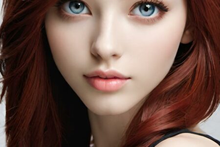 AI girl with red hair wallpaper
