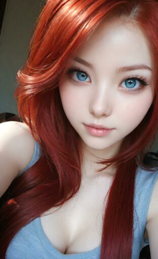 AI girl with red hair wallpaper