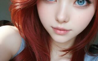AI girl with red hair wallpaper