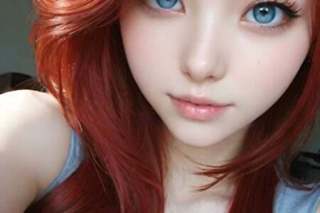 AI girl with red hair wallpaper