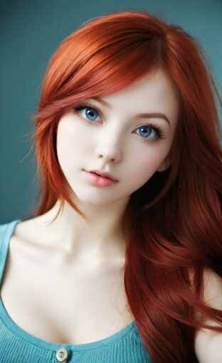 AI girl with red hair wallpaper