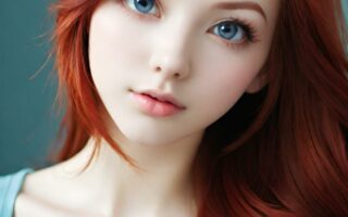 AI girl with red hair wallpaper