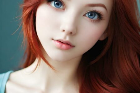 AI girl with red hair wallpaper