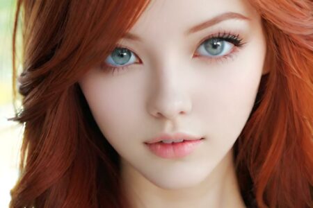 AI girl with red hair wallpaper