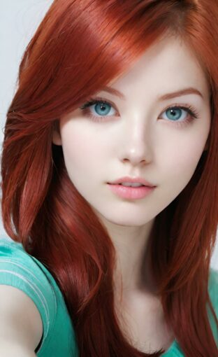 AI girl with red hair wallpaper