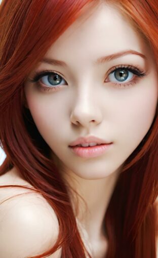 AI girl with red hair wallpaper