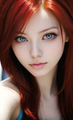 AI girl with red hair wallpaper