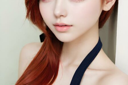 AI girl with red hair wallpaper
