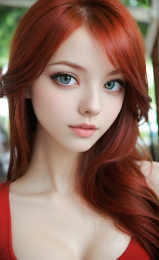 AI girl with red hair wallpaper