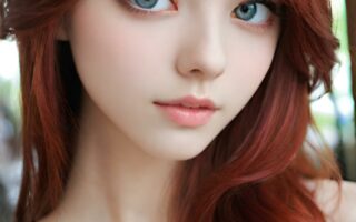 AI girl with red hair wallpaper