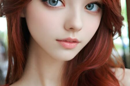 AI girl with red hair wallpaper