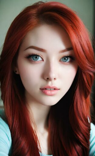 AI girl with red hair wallpaper