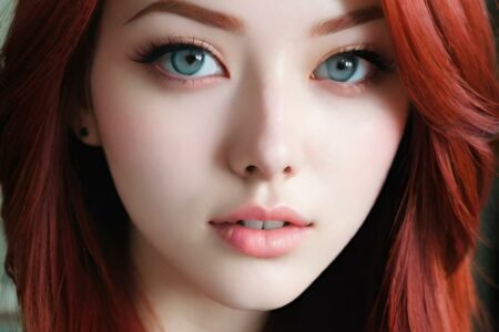AI girl with red hair wallpaper
