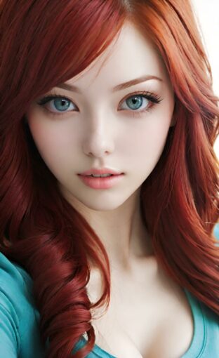 AI girl with red hair wallpaper