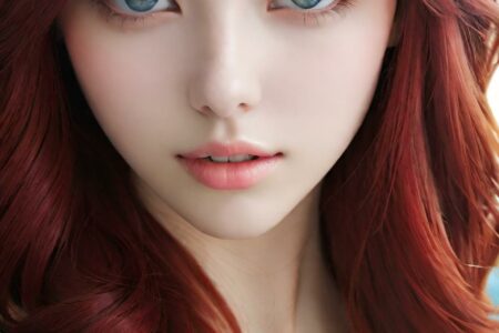 AI girl with red hair wallpaper