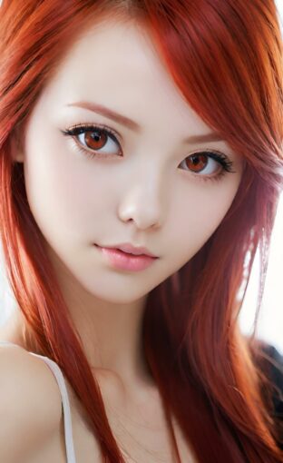 AI girl with red hair wallpaper