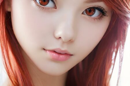 AI girl with red hair wallpaper