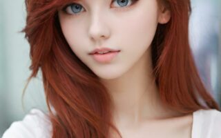 AI girl with red hair wallpaper