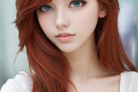 AI girl with red hair wallpaper