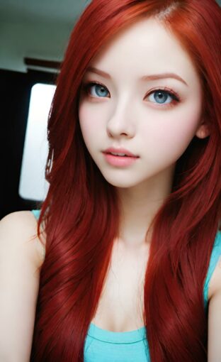 AI girl with red hair wallpaper