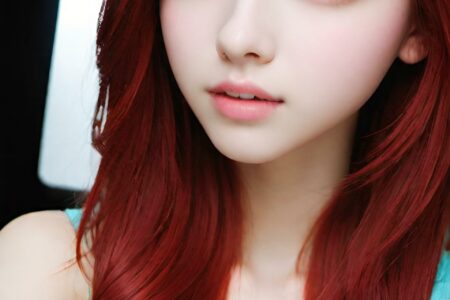 AI girl with red hair wallpaper