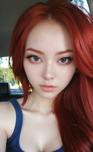 AI girl with red hair wallpaper