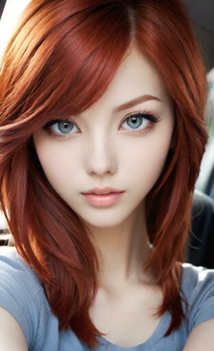 AI girl with red hair wallpaper