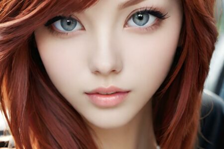 AI girl with red hair wallpaper
