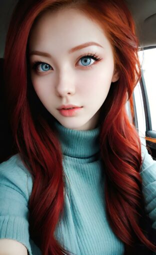 AI girl with red hair wallpaper
