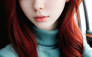 AI girl with red hair wallpaper