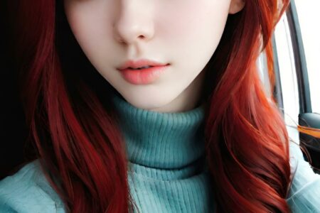 AI girl with red hair wallpaper