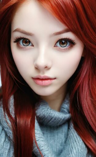 AI girl with red hair wallpaper