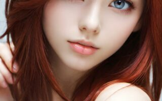 AI girl with red hair wallpaper
