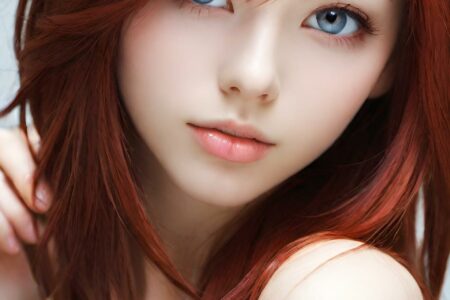 AI girl with red hair wallpaper
