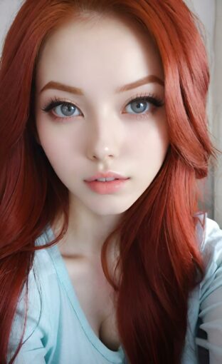 AI girl with red hair wallpaper