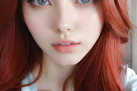 AI girl with red hair wallpaper