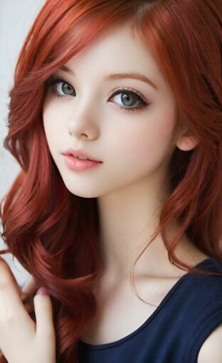 AI girl with red hair wallpaper