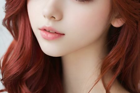AI girl with red hair wallpaper