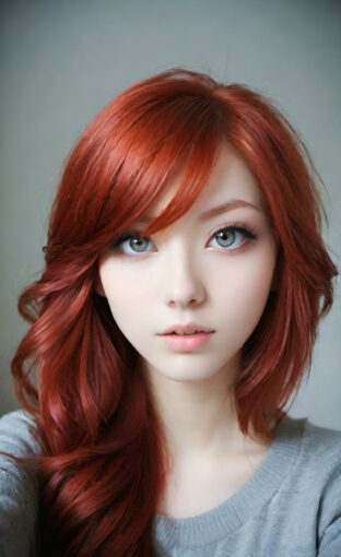 AI girl with red hair wallpaper