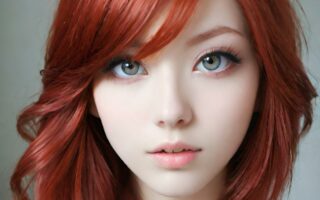 AI girl with red hair wallpaper