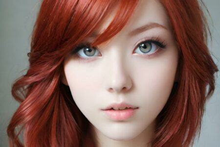 AI girl with red hair wallpaper