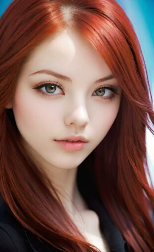 AI girl with red hair wallpaper