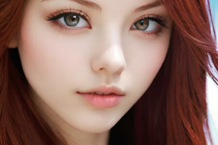 AI girl with red hair wallpaper